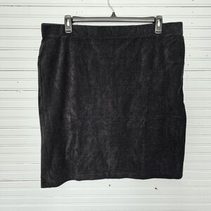 Lands' End Black Stretchy Corduroy A-line Skirt Women's Size XL Petite